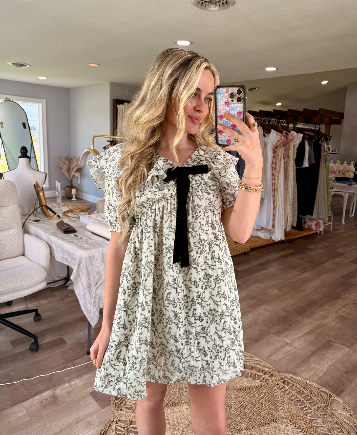 Vintage Print Mini with Bow Detail