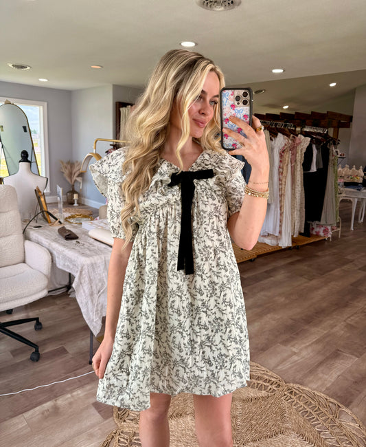 Vintage Print Mini with Bow Detail