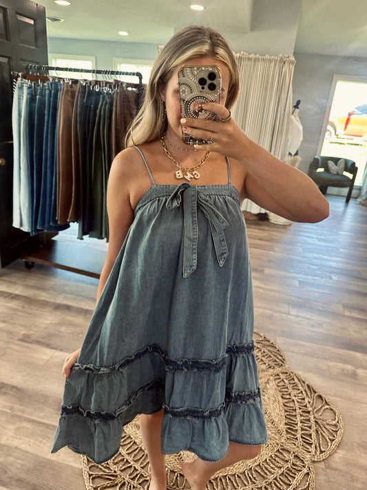 AM I OKAY DENIM DRESS