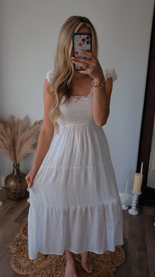 Southern Girl White Ruffle Dress