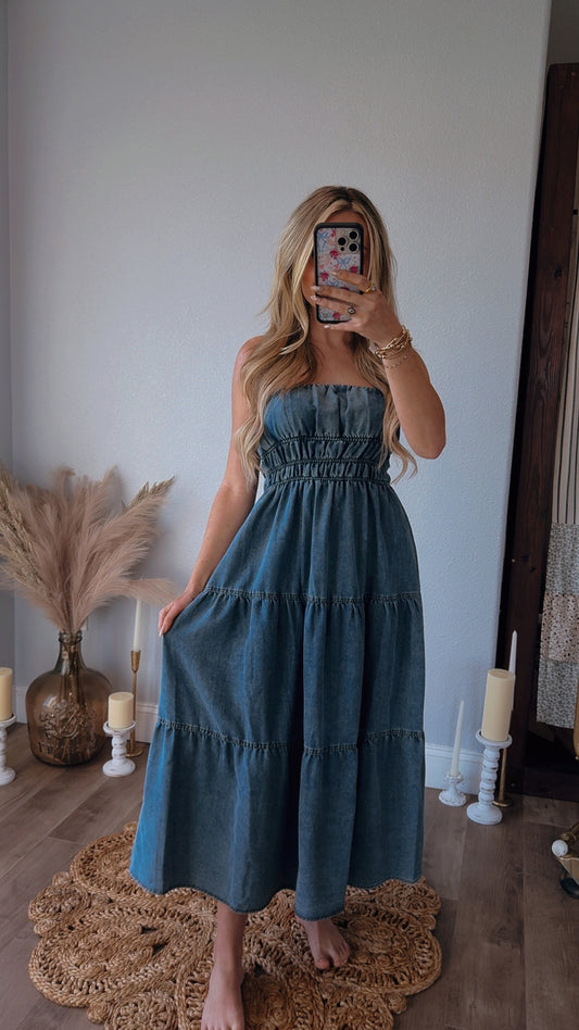 Denim Darling Strapless Maxi